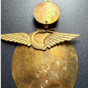 Vintage 1940"s Antique Brass Swallow Sweet Heart Pin Brooch